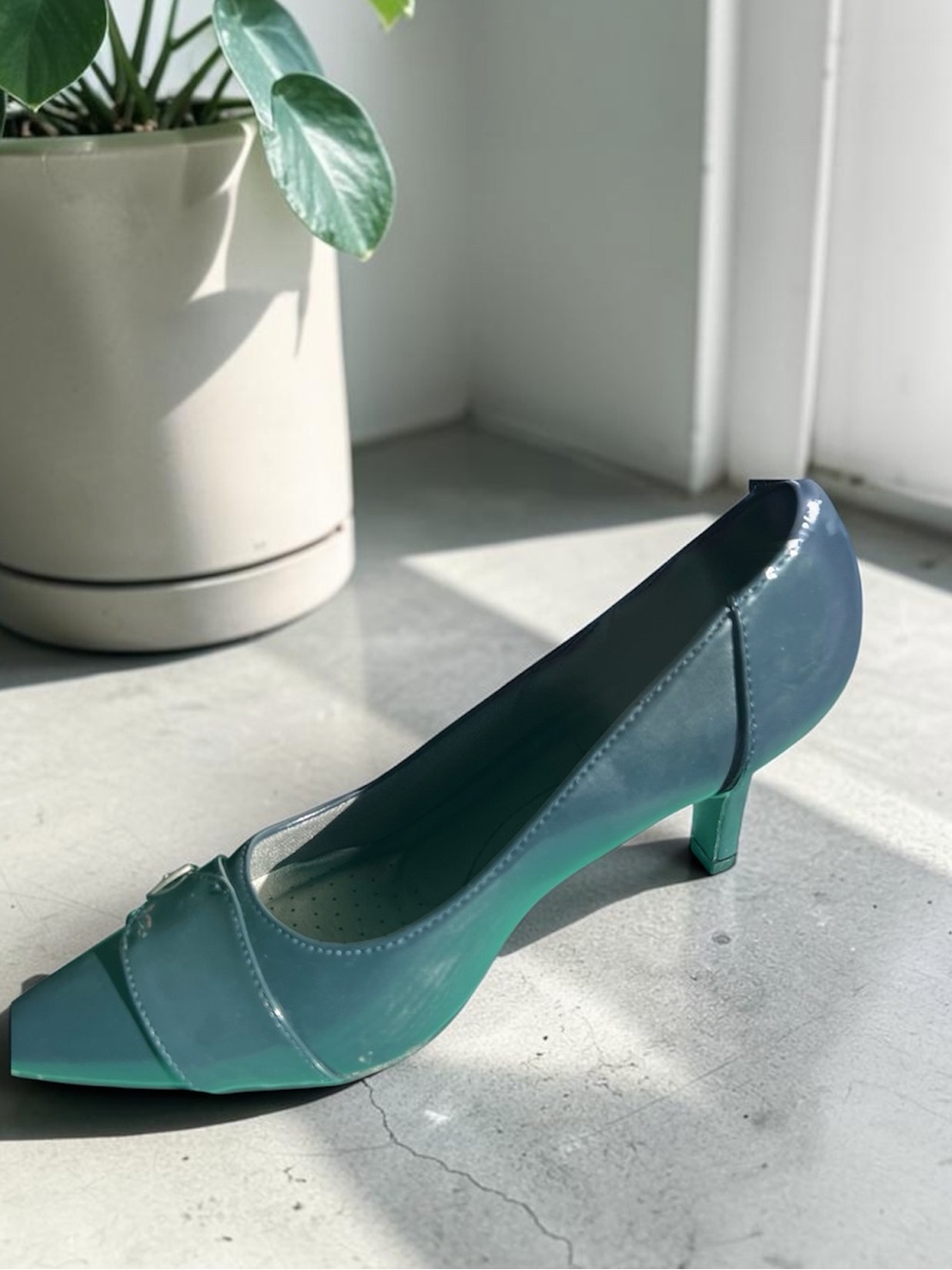 Navy Heels with Decorative Buckle